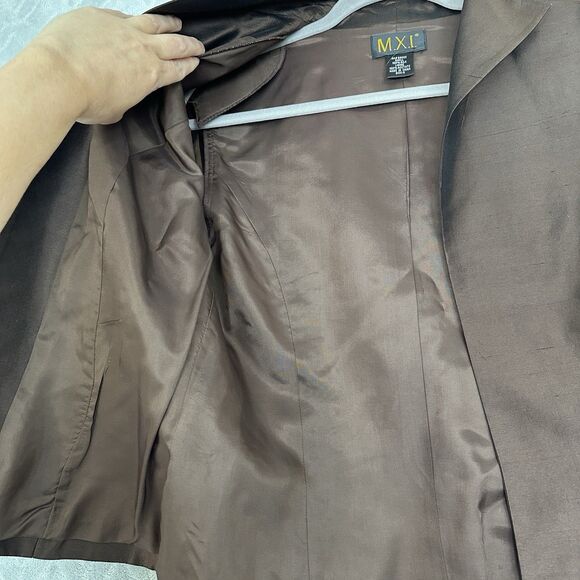 Vtg 100% Silk Jacket Womens 8 Brown Iridescent Open Front Blazer Career Capsule - Picture 6 of 15